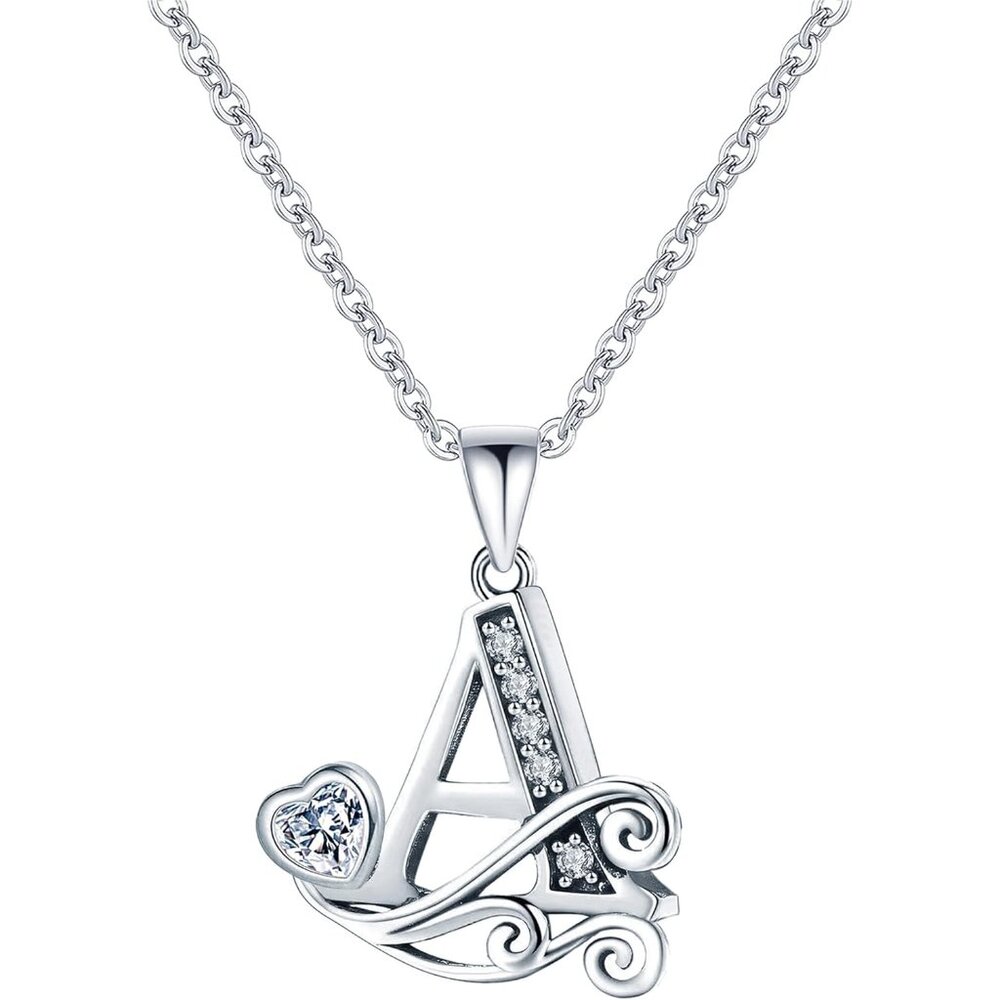 S925 Sterling Silver Initial Letter Necklaces for Women Dainty Letter Chain Neck